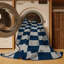 Tapis bleu à carreaux lavable à la machine-247719852
