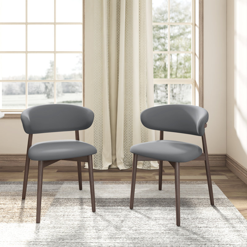 Ensemble de 2 chaises d'appoint en bois massif gris Midland, Gris, Bois de noyer foncé