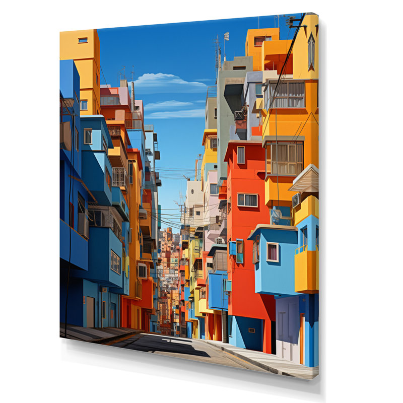 Laesha " Cityscape Street Vibrations I ", 32" H x 24" W x 1" D, Wrapped Canvas