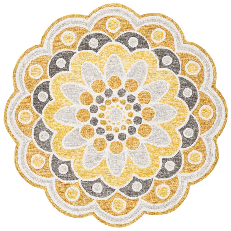 Tapis en laine touffeté à la main Lynd Novelty, Rond 3 pi