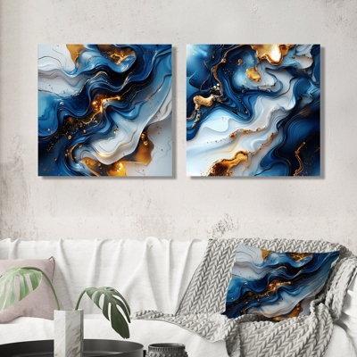 «Abstract Geode Fusion I», art mural abstrait en marbre - art mural moderne 2 pièces