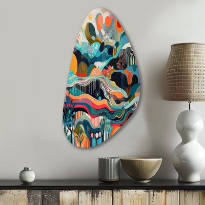 Blue Green Minimalism Explosion - Minimalism Unique Shape Metal Wall Decor, Blue Asymmetrical Metal Art Print