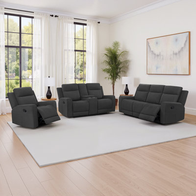 Jessa 3-Piece Upholstered Reclining Sofa Set