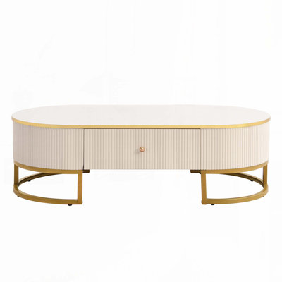 Table basse ovale avec tiroirs