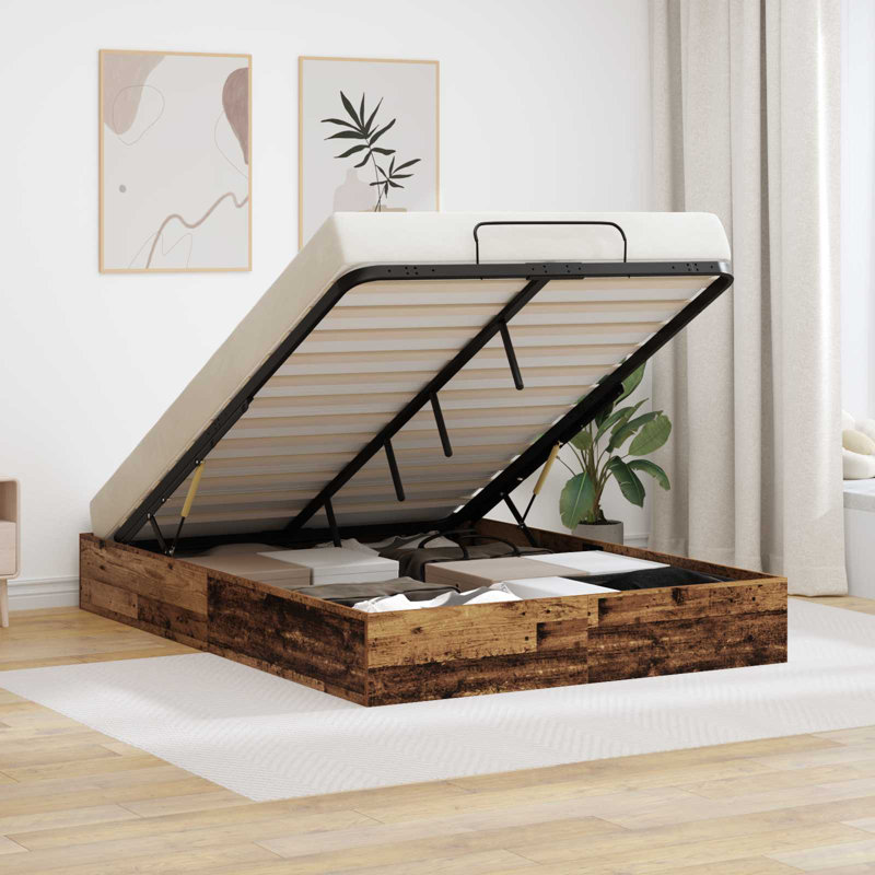 Bed Frame, European Double (140 x 200 cm), Old Wood