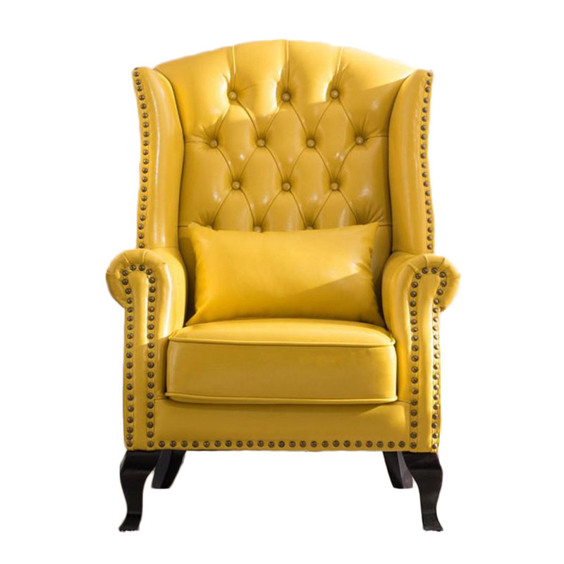 Tekenya Upholstered Accent Chair, Geena Yellow Faux Leather