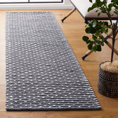 Tapis gris / ivoire en coton tissé à plat Montauk