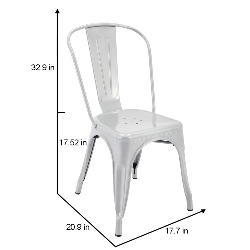 Chaise de salle à manger empilable, Argent