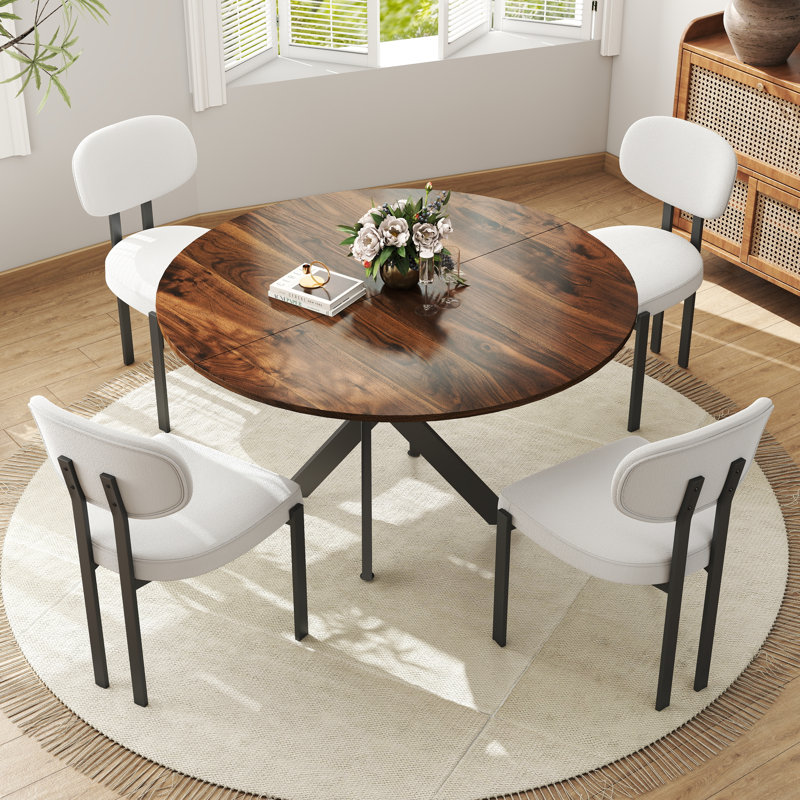 Ensemble de table ronde, 5, Blanc, Brun