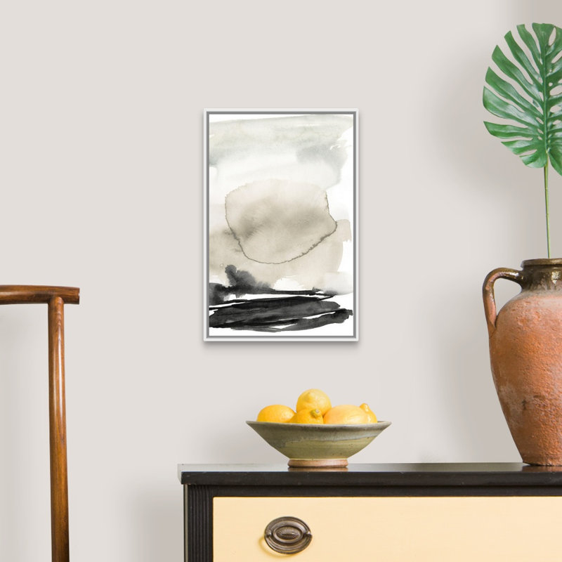 «Ebony Horizon Triptych II» par Jennifer Goldberger - reproduction d'art, Toile blanche encadrée