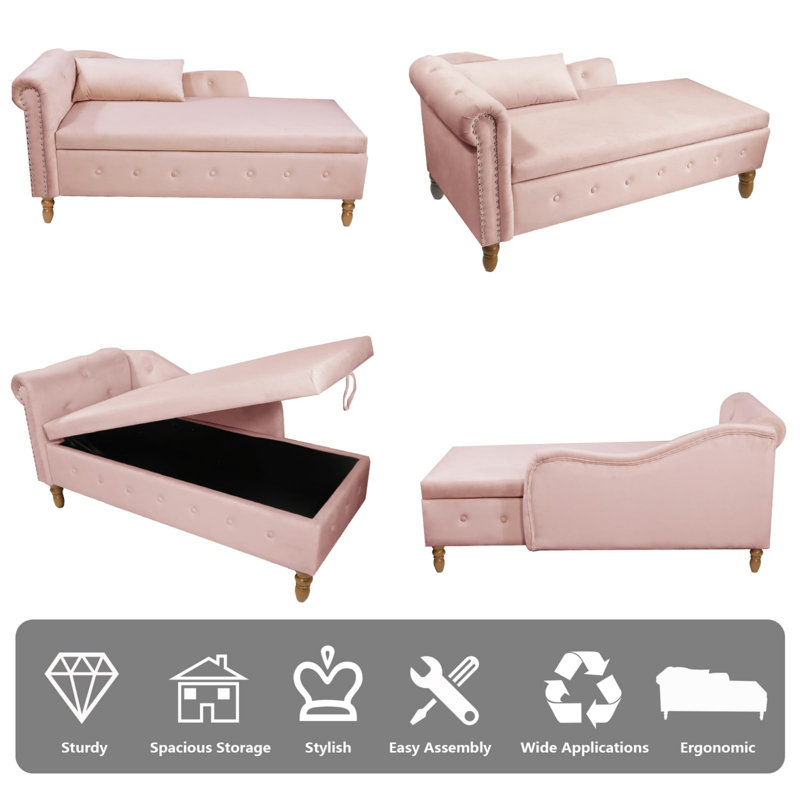 Chaise longue d'intérieur en velours One Pillow, Rose