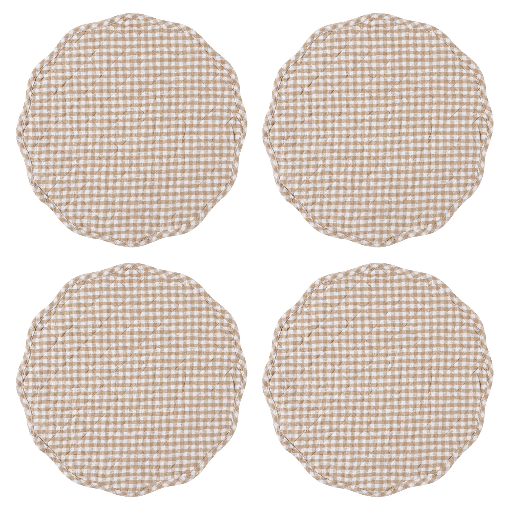 Set of 4 Farmhouse Quilt Placemats, Natural