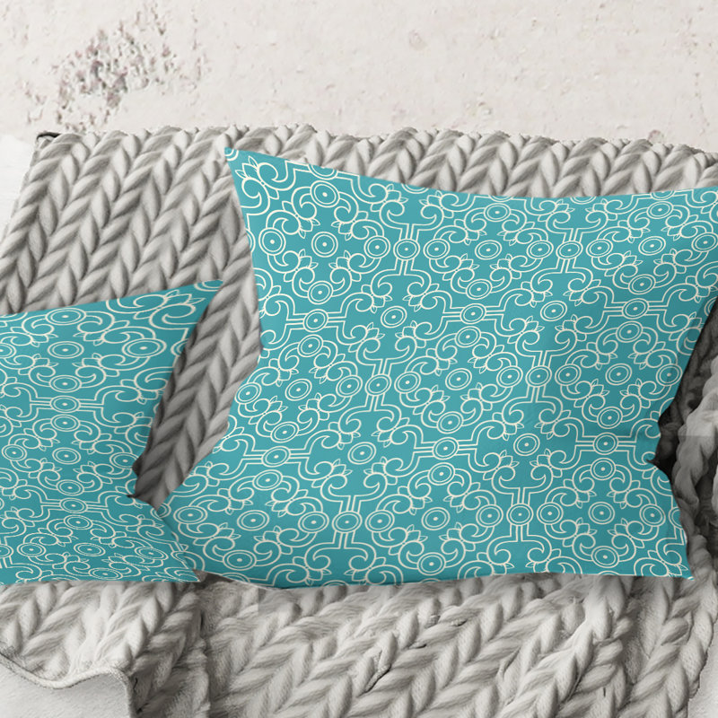 Coussin rétro à motif abstrait Mid-Century, 18 po x 18 po