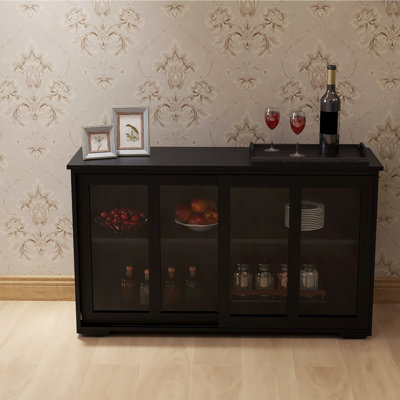 Kitchen Storage Stand Cupboard With Glass Door Kitchen Cart Coffee Station Kitchen Pantry by Winston Porter