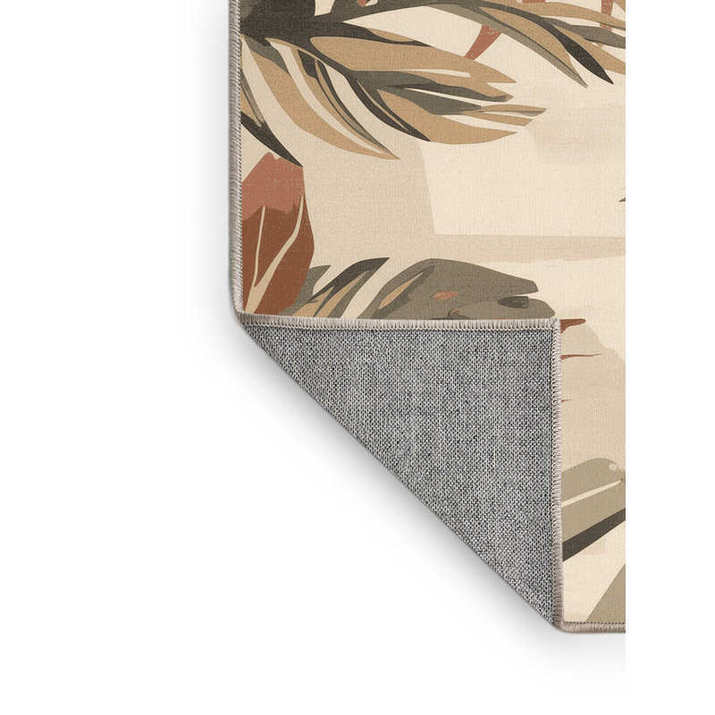 Tapis ovale lavable à la machine lavable à la machine - imprimé beige, 8 pieds carrés