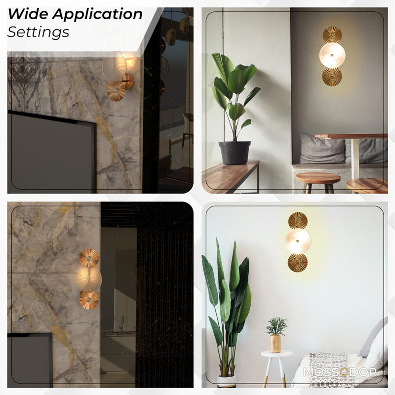 Recessed Wall Light-Mia Vintage Wall Sconce – Decorative Glass Lamp with Gold Metal Frame
