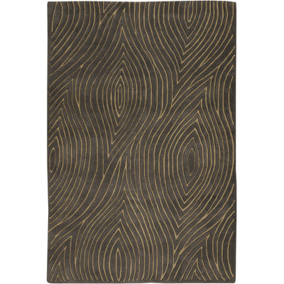 Solas Hand Tufted Wool Abstract Area Rug in Taupe/Gold