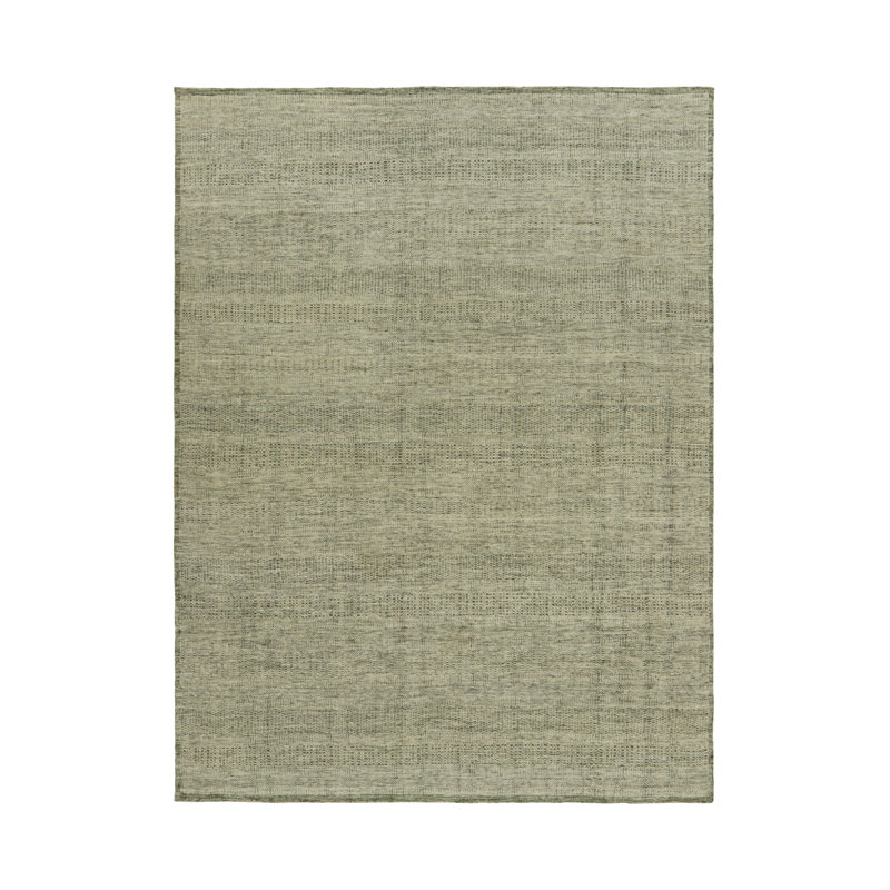 Hand Knotted Wool Striped Area Rug, Rectangle 9' x 12'