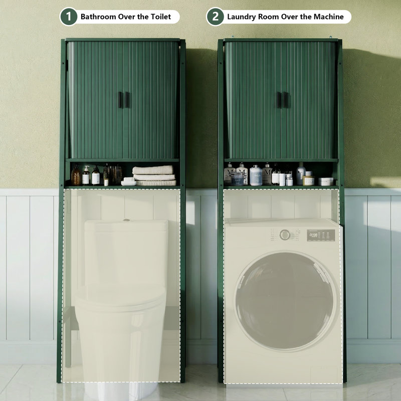 66.93"H Freestanding Over The Toilet Storage, Green
