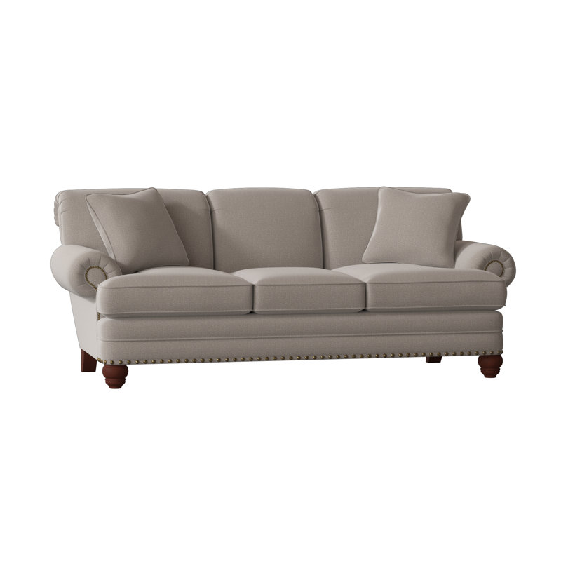 Spratt Sofa, Light Brass, Manhattan, Peyton Navy Performance Twill