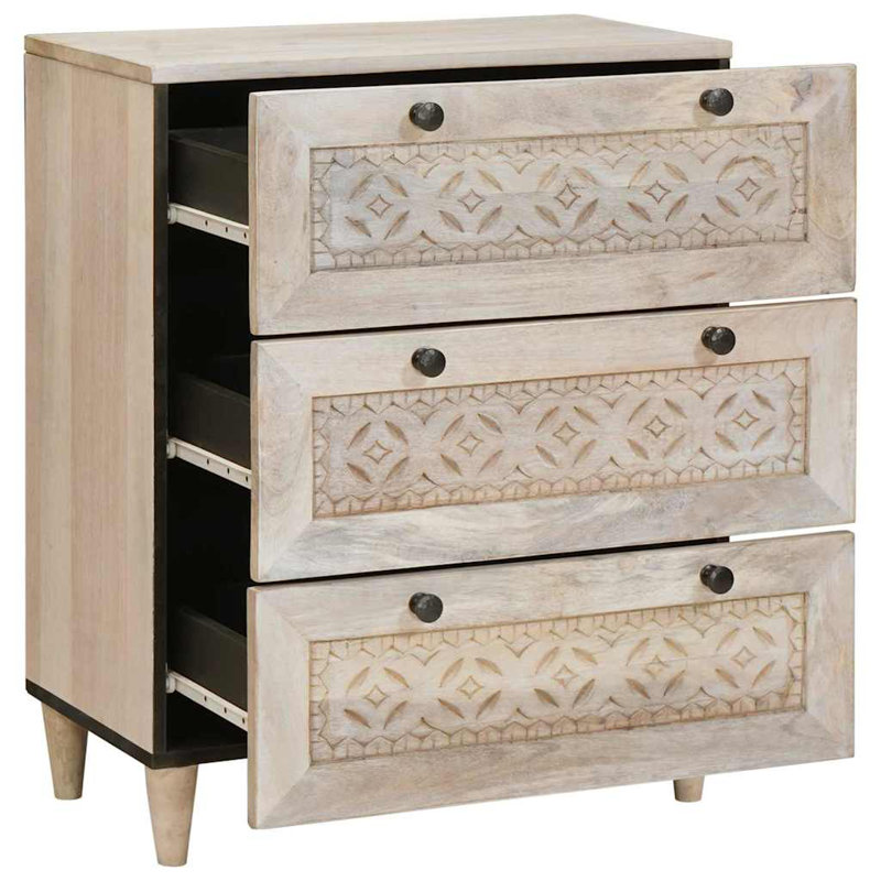 60cm Solid Wood Sideboard, White