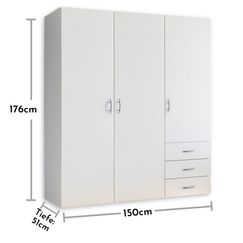 3 Door Manufactured Wood Wardrobe