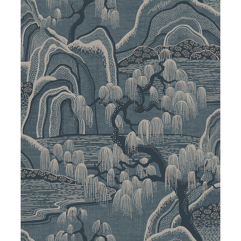Papier peint jardin Borigo Indigo, Bleu