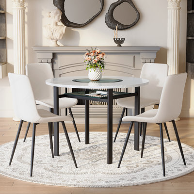 Ensemble de table de salle à manger 5 pièces, table de salle à manger ronde avec 4 chaises pour la salle à manger