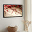 Toile noire encadrée en bois noir pour le salon, la chambre à coucher, le bureau ou le vestibule - décoration murale décorative avec fleurs rouges-129332799-129332801