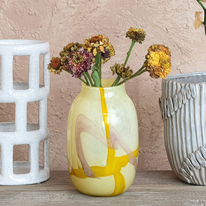 Vase décoratif en verre avec motif abstrait