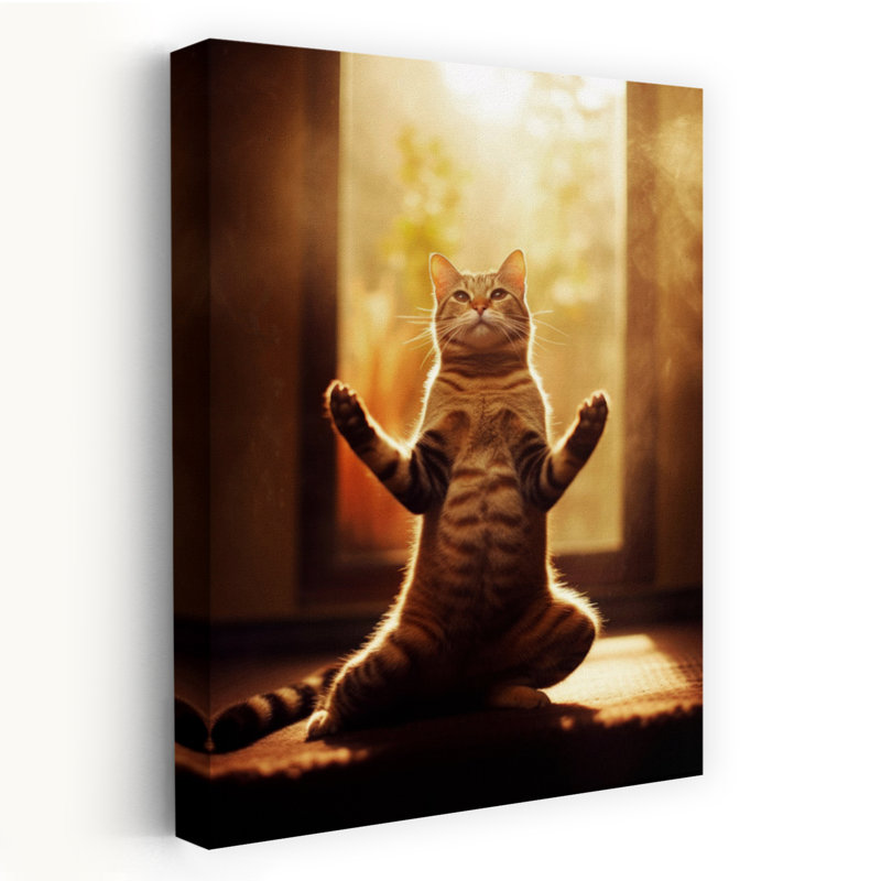Art contemporain de chat soleil ensoleillé, 24" H x 16" W
