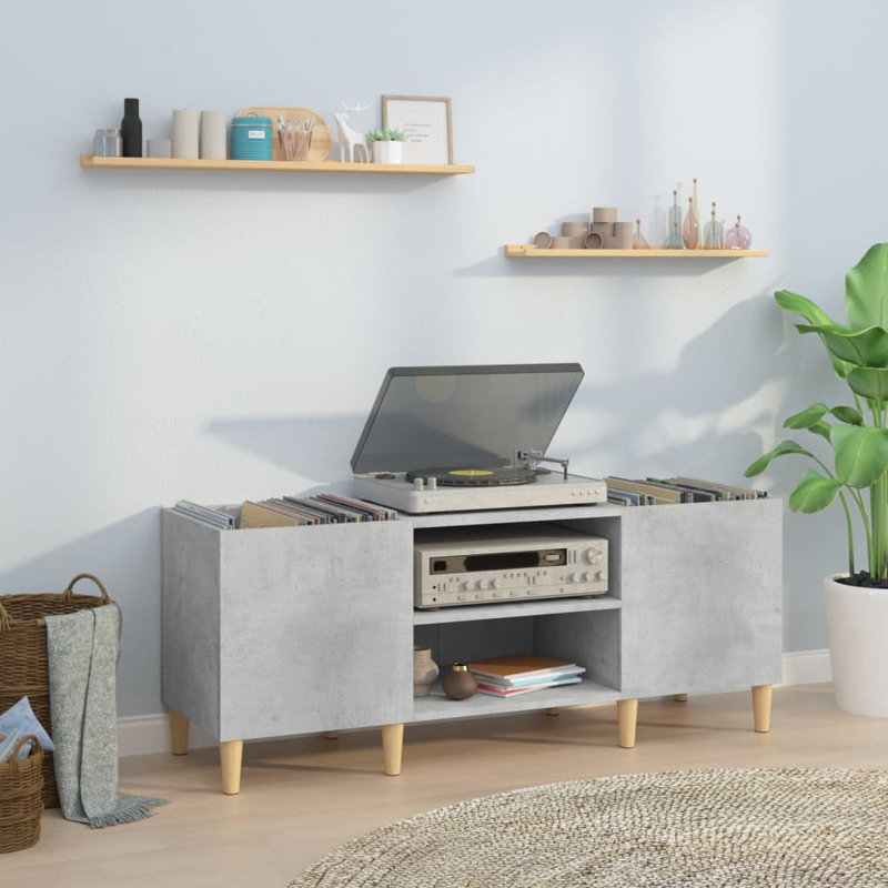 48cm H Media Shelves, Concrete Grey