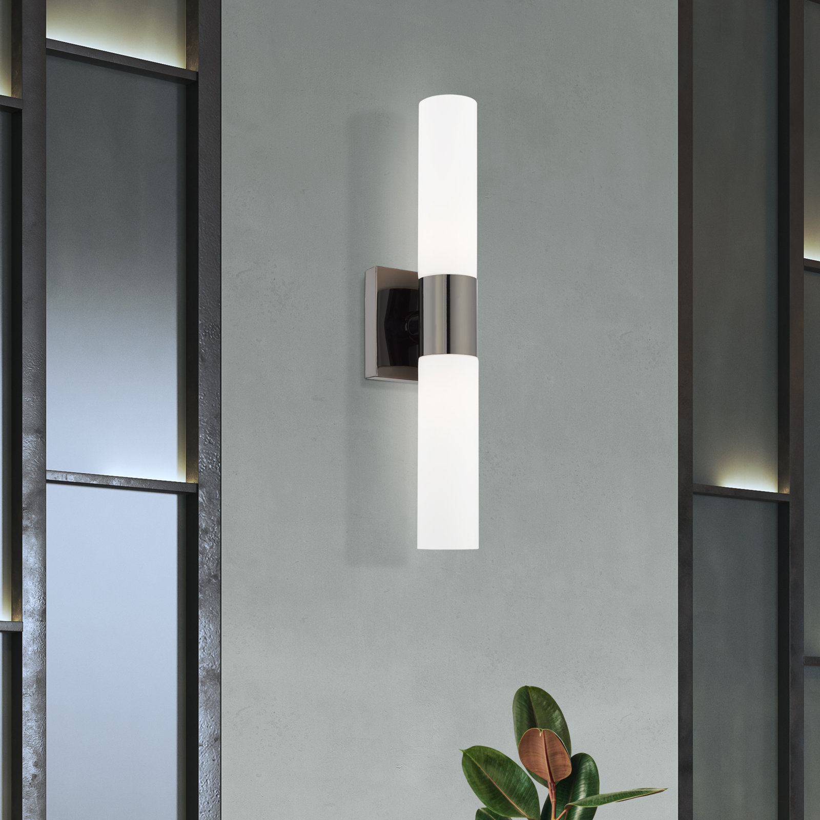 Cailum 2-Light Dimmable Vanity Light, Black Chrome