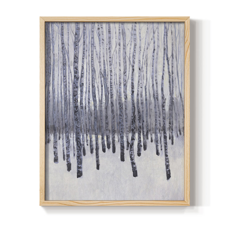 «Bare Trees in Winter II», reproduction encadrée - bois massif