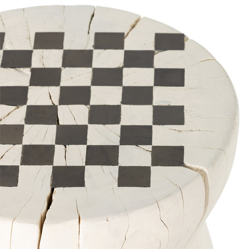 Wesson Chess Table, Ivory/Carbonized Black