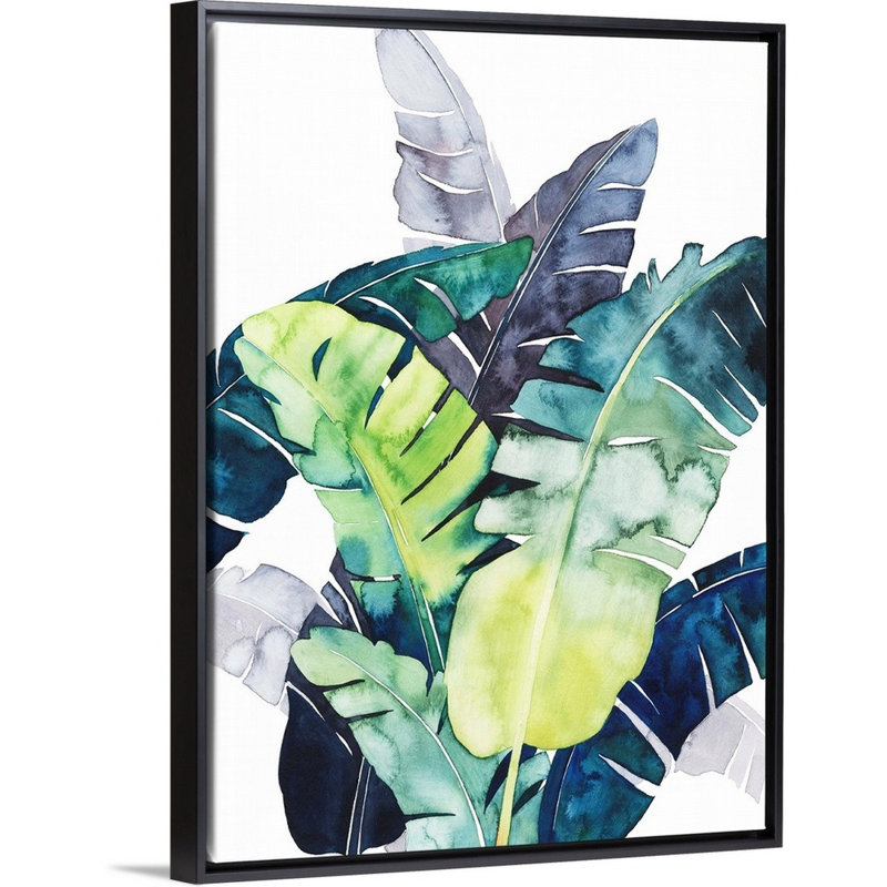 Art mural sur toile Twilight Palms II, Toile avec cadre noir, H 34 po x l 26 po