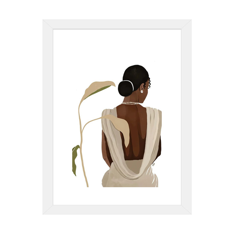 «Nora» par Bria Nicole - impression d'art graphique, H 24 po x l 16 po x P 1 po, Papier encadré blanc, Blanc