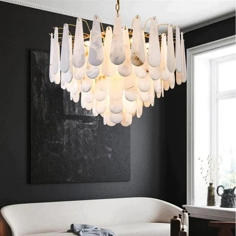 Spanish Alabaster Foyer Chandelier Lighting