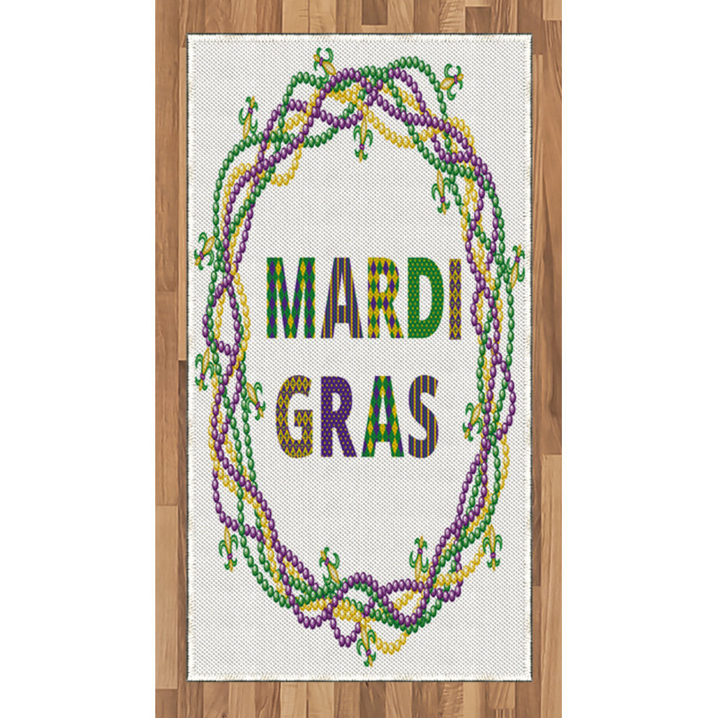 Mardi Gras High Density Long Fiber Poly Threads Decorative Area Rug Carpet, Rectangle 2'7" x 5'