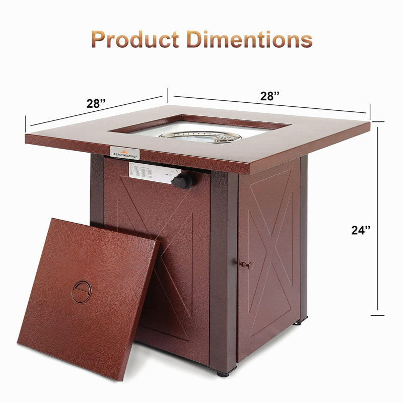 Rectangle Propane Smokeless Outdoor Fireplace, Maroon