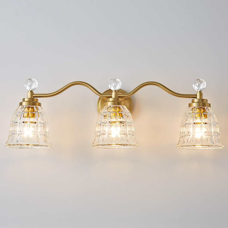 Luminaire de meuble-lavabo moderne avec abat-jour en cristal, applique murale à 3 lumières DEL à intensité variable pour salle de bain, miroir et salle d'eau