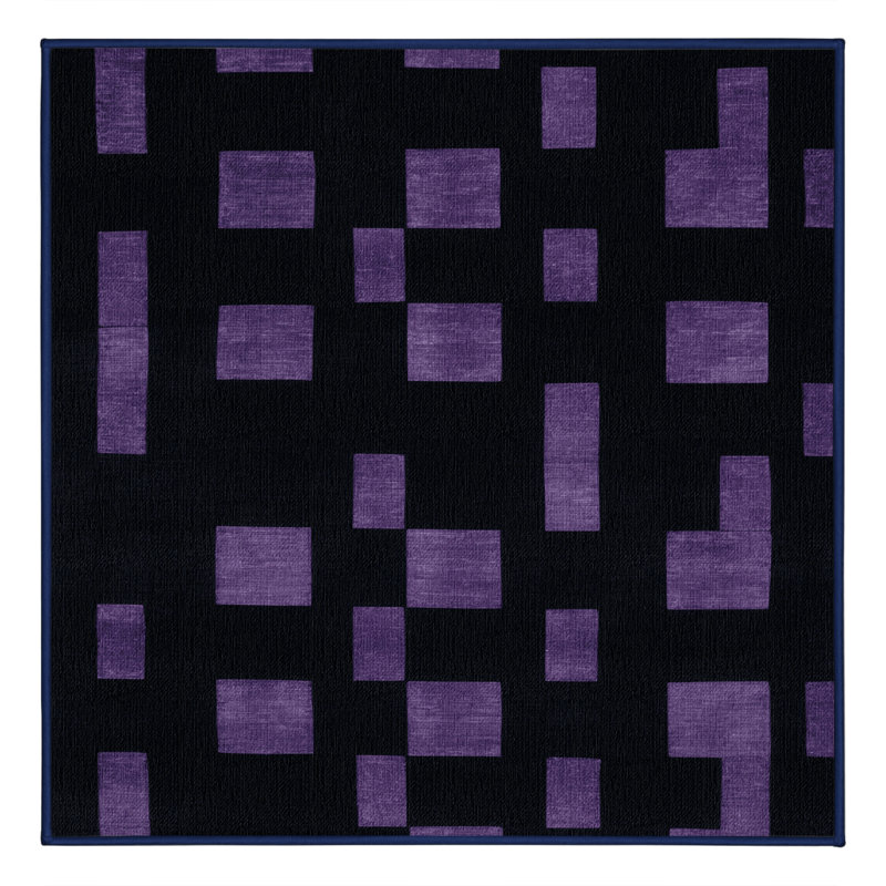 Tapis bleu à carreaux lavable à la machine, Carré 4 pi