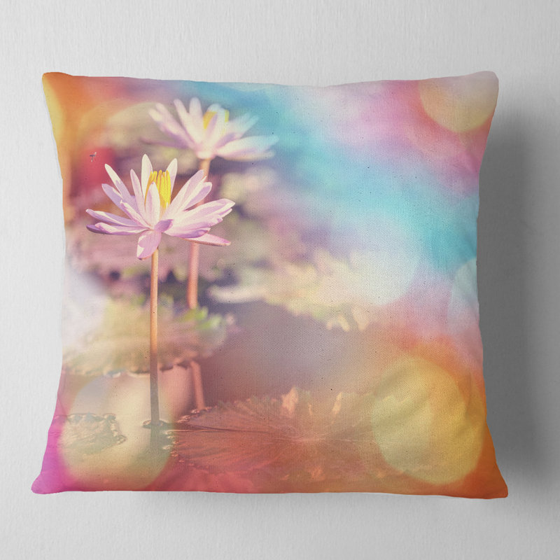 Oreiller de couleur abstraite lotus sur fond abstrait, 16 po x 1 po, Coussin décoratif