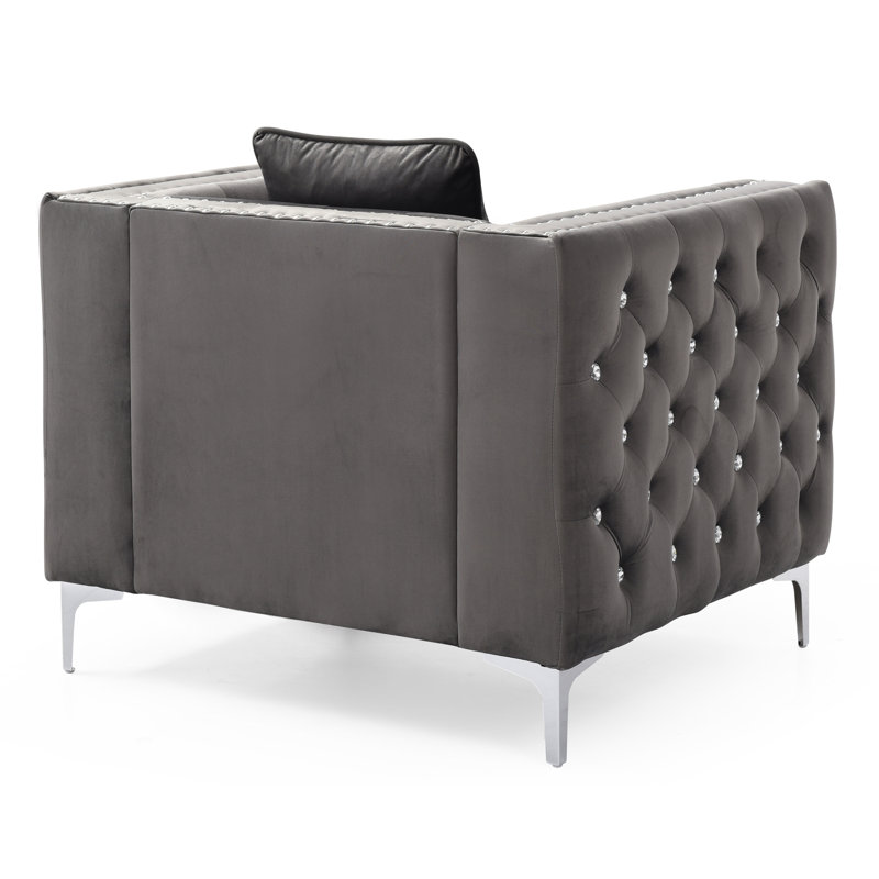 Chaise Paige Glory Furniture, Velours gris velours