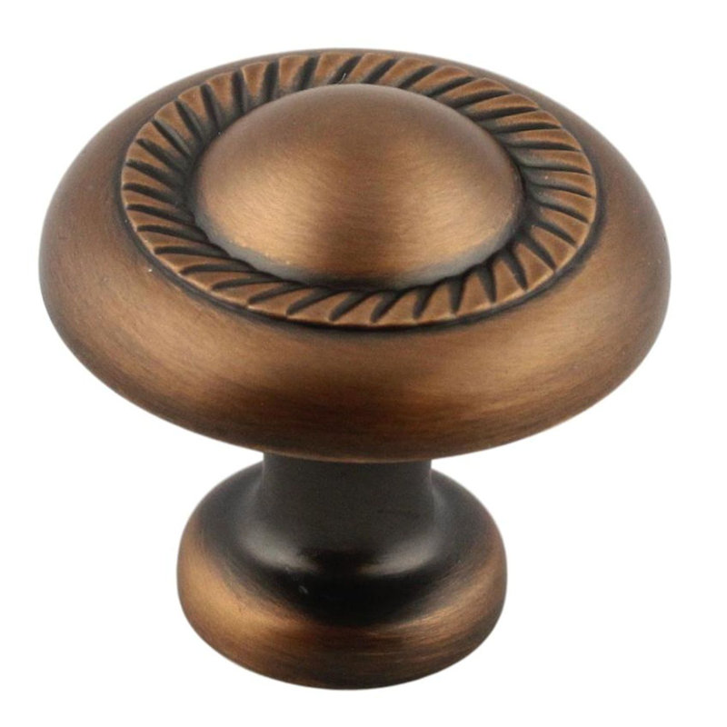 (5 Pack) 1-1/4 inch Rope Accent Knob Antique Copper