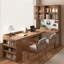 Bureau rectangulaire brun en bois massif et verre-728779428