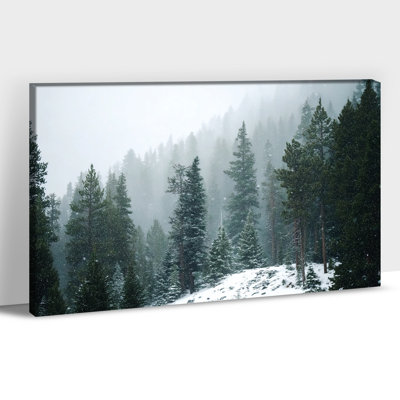 «Winter Forest Wall Art - Snowy Trees Landscape Landscape», art mural sur toile de scène hivernale pour le salon, impression sur toile encadrée de pin, 20 po x 30 po