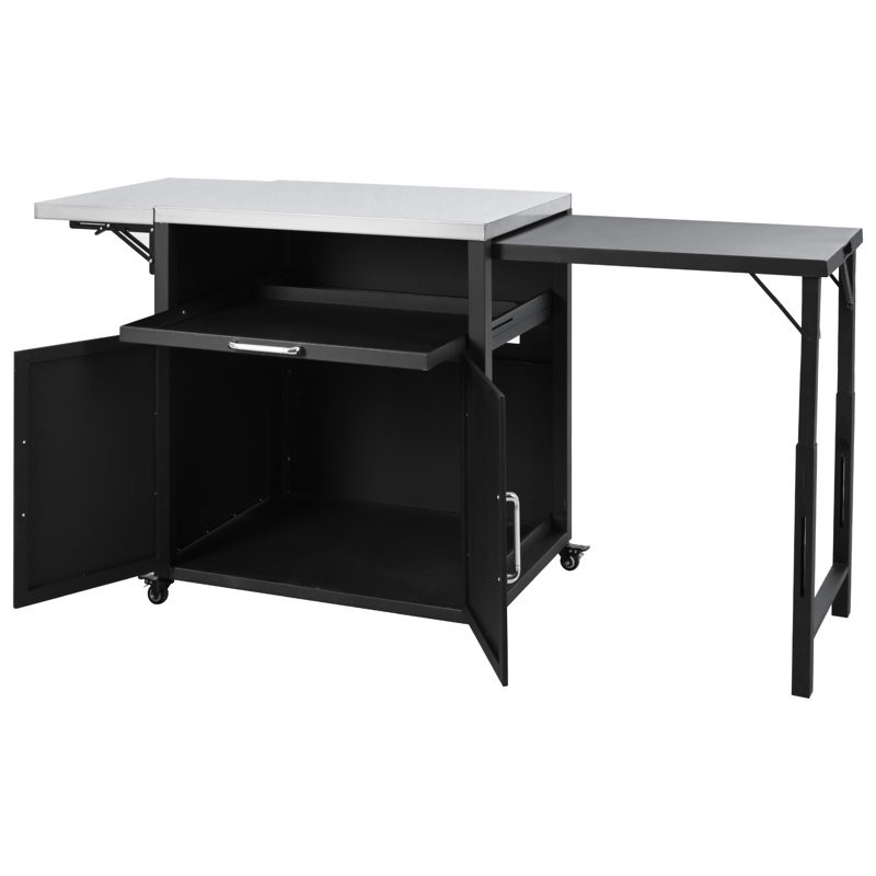 Armoire d'extérieur polyvalente avec surfaces de travail pliables et extensibles