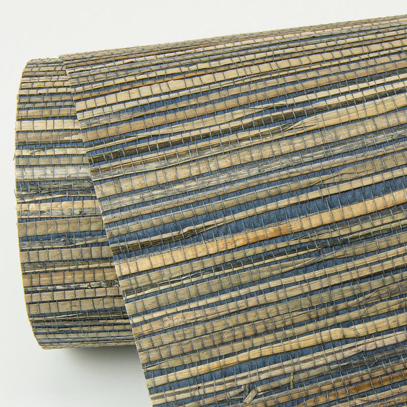 Loom Abstract Grass Cloth Wallpaper Roll, Blue