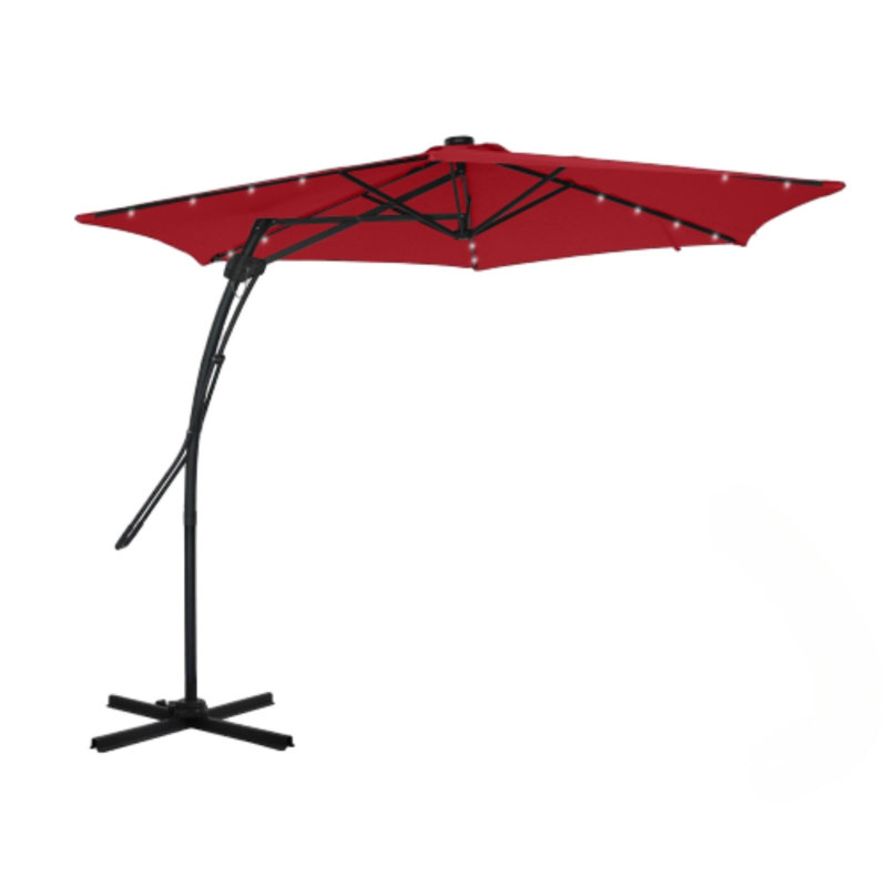 Parasol lumineux en porte-à-faux 10 pi Dantez, Rouge
